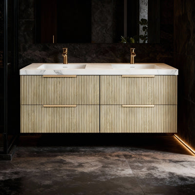 CETO EDEN CLASSIC OAK 1200MM DOUBLE BOWL WALL HUNG VANITY