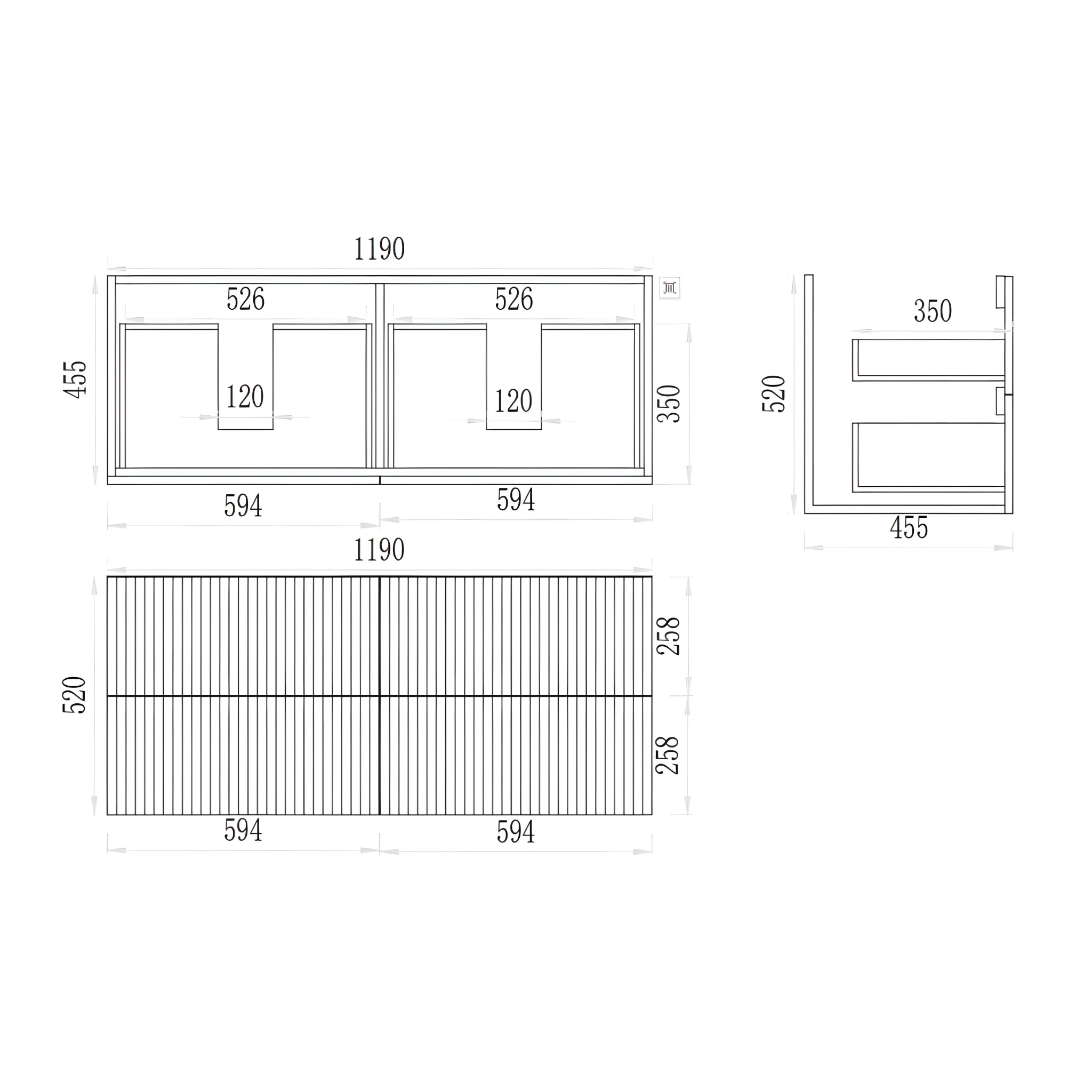 CETO EDEN PRIME OAK 1200MM DOUBLE BOWL WALL HUNG VANITY