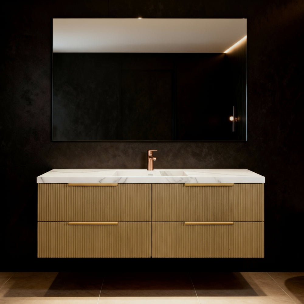 CETO EDEN PRIME OAK 1500MM SINGLE BOWL WALL HUNG VANITY
