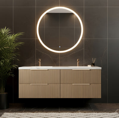 CETO EDEN PRIME OAK 1500MM DOUBLE BOWL WALL HUNG VANITY