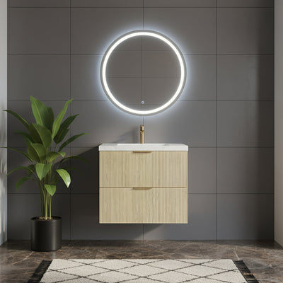 CETO EDEN CLASSIC OAK 750MM SPACE SAVING SINGLE BOWL WALL HUNG VANITY