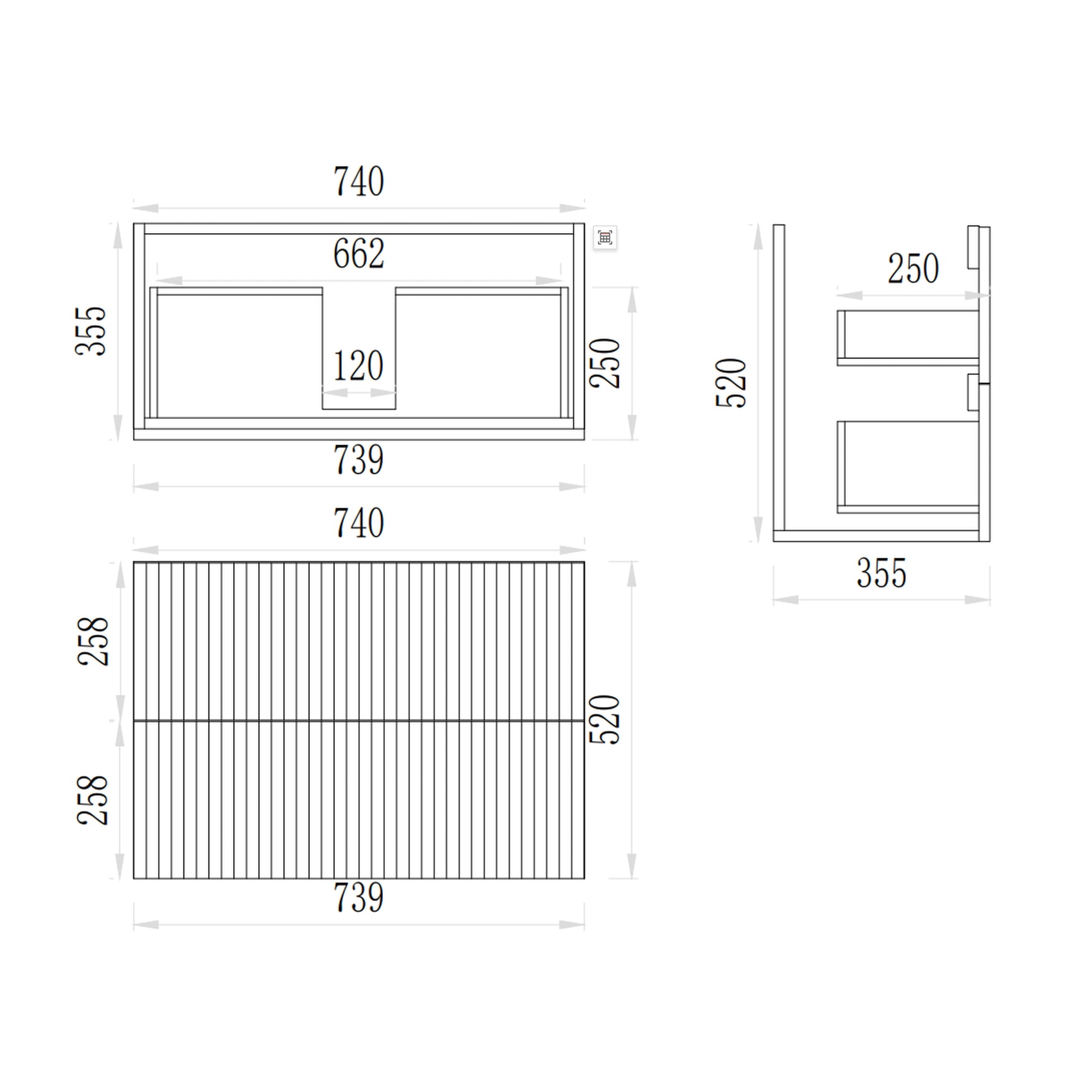 CETO EDEN CLASSIC OAK 750MM SPACE SAVING SINGLE BOWL WALL HUNG VANITY