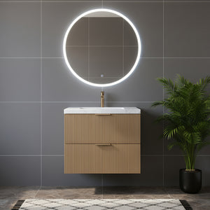 CETO EDEN PRIME OAK 750MM SINGLE BOWL WALL HUNG VANITY