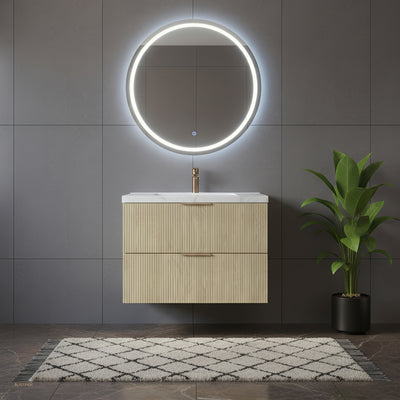 CETO EDEN CLASSIC OAK 900MM SINGLE BOWL WALL HUNG VANITY