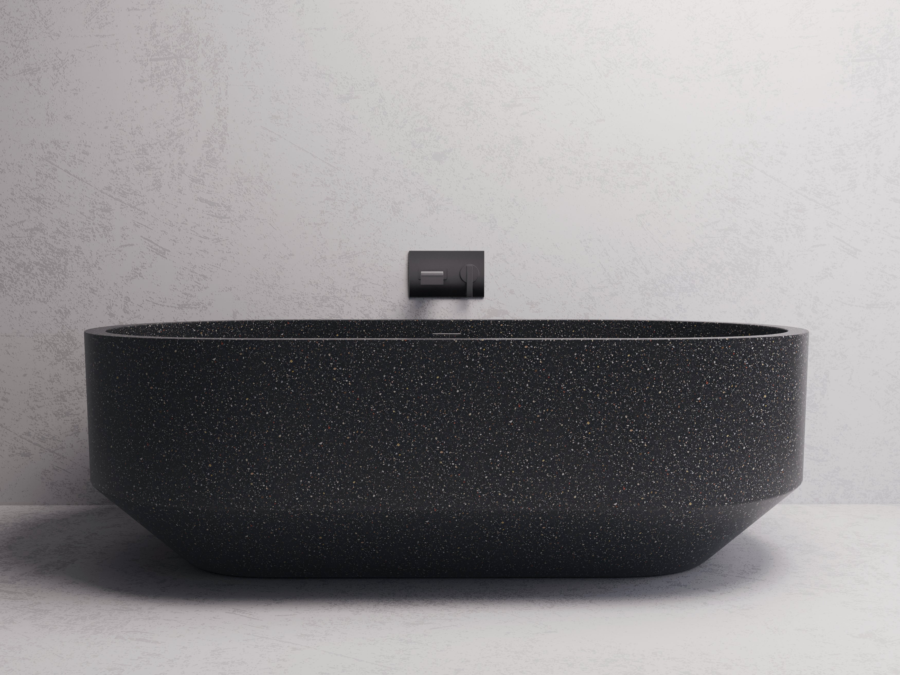 MADU EDEN FREESTANDING BATHTUB HANDCRAFTED TERRAZO STONE BLACK 1700MM