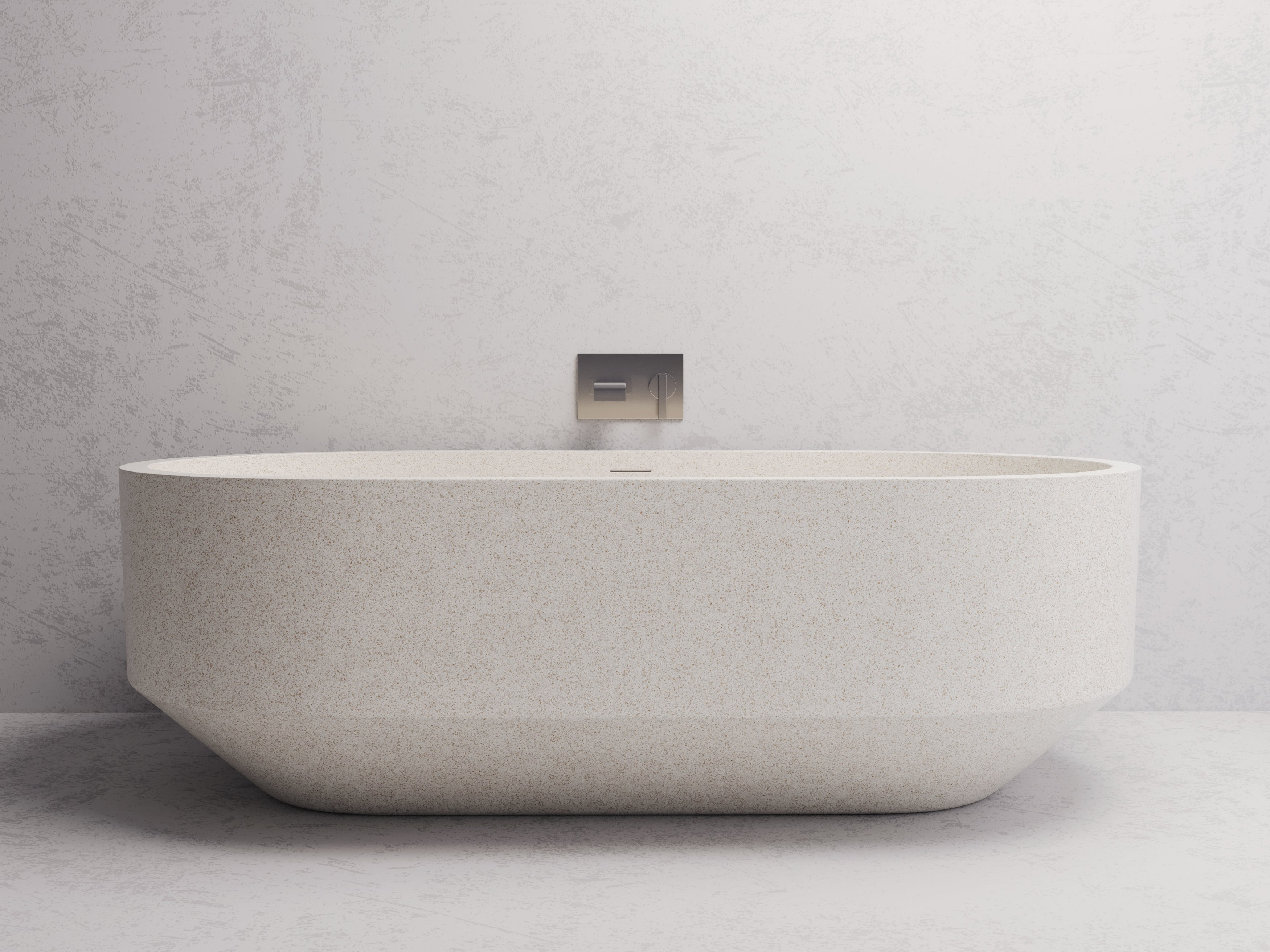 MADU EDEN FREESTANDING BATHTUB HANDCRAFTED TERRAZO STONE WHITE 1700MM