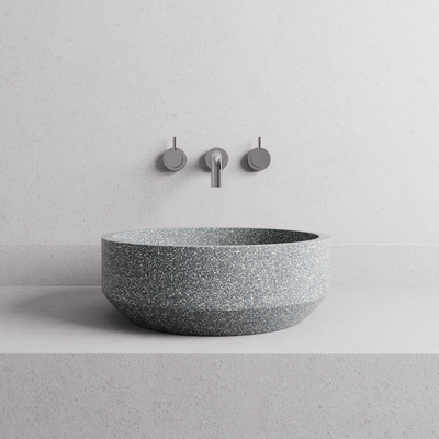 MADU EDEN ROUND ABOVE COUNTER BASIN TERRAZO STONE GREY 395MM