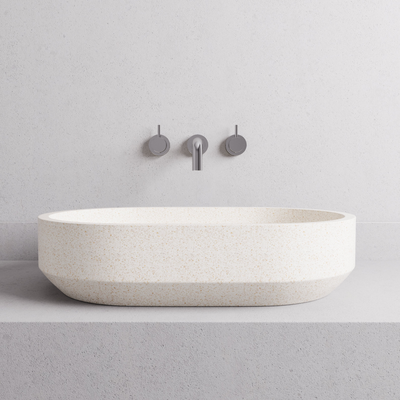 MADU EDEN OVAL ABOVE COUNTER BASIN TERRAZO STONE WHITE 575MM