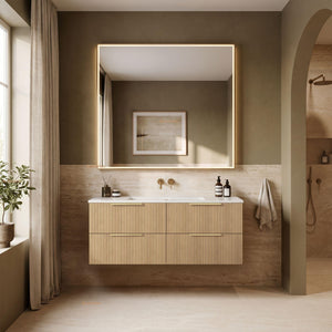 VITO EDINA CLASSIC OAK 1200MM FLUTED SINGLE BOWL WALL HUNG VANITY