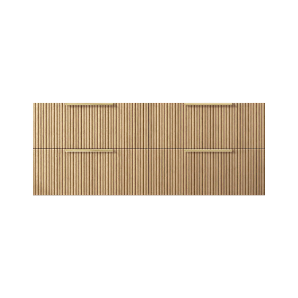 VITO EDINA PRIME OAK 1200MM FLUTED DOUBLE BOWL WALL HUNG VANITY