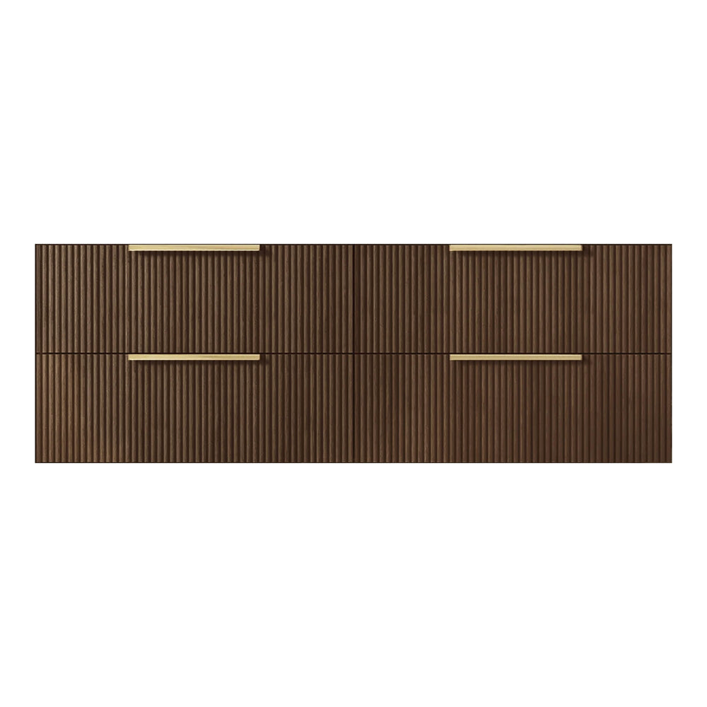 VITO EDINA WALNUT 1500MM FLUTED DOUBLE BOWL WALL HUNG VANITY