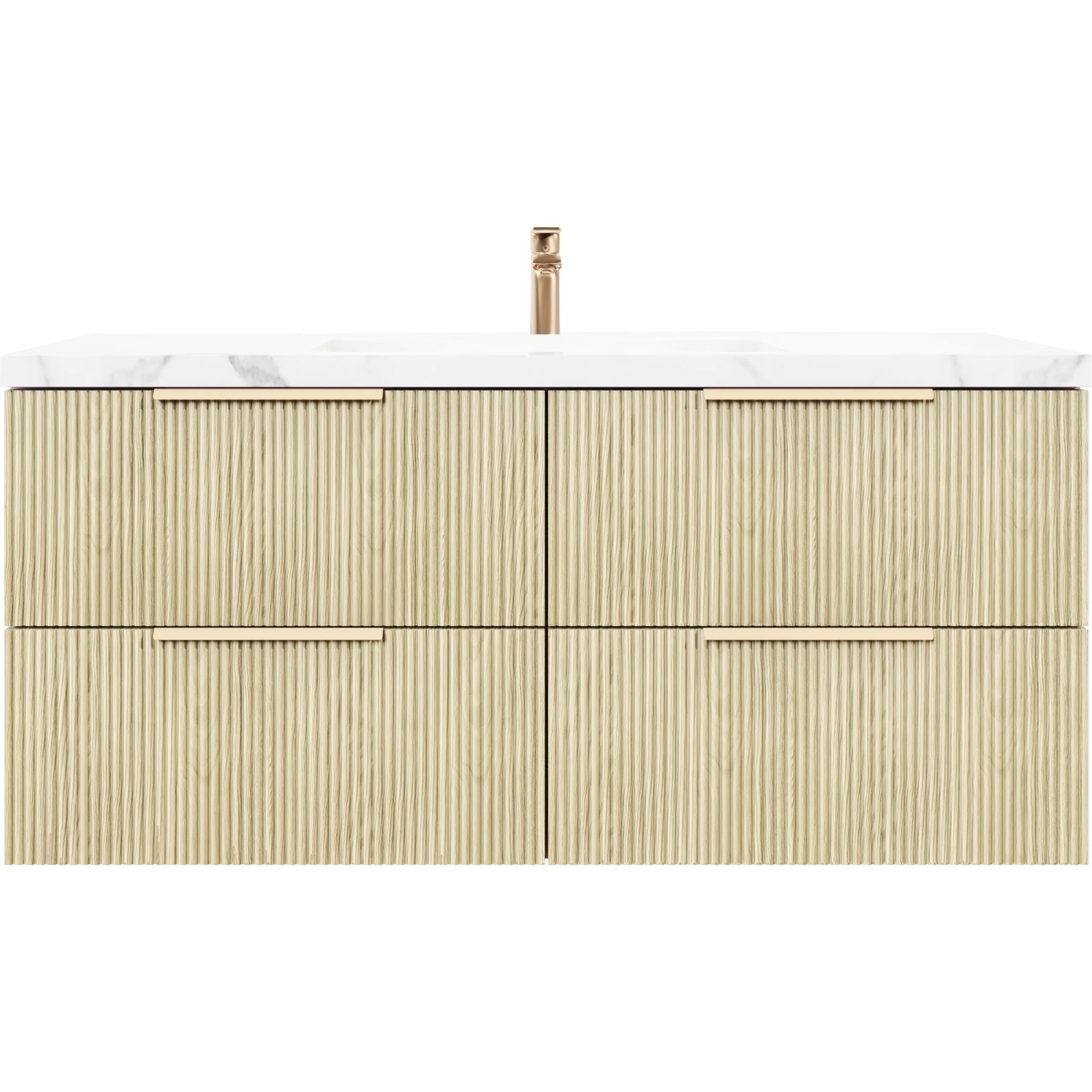 VITO EDINA CLASSIC OAK 1500MM FLUTED SINGLE BOWL WALL HUNG VANITY
