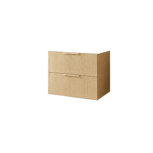 VITO EDINA CLASSIC OAK 600MM FLUTED SPACE SAVING SINGLE BOWL WALL HUNG VANITY