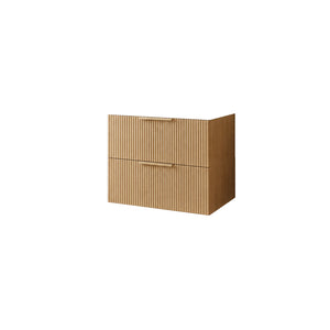 VITO EDINA PRIME OAK 600MM FLUTED SPACE SAVING SINGLE BOWL WALL HUNG VANITY