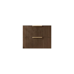 VITO EDINA WALNUT 600MM FLUTED SINGLE BOWL WALL HUNG VANITY