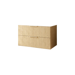 VITO EDINA CLASSIC OAK 900MM FLUTED SPACE SAVING SINGLE BOWL WALL HUNG VANITY