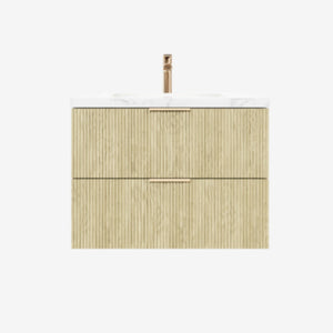 VITO EDINA CLASSIC OAK 900MM FLUTED SPACE SAVING SINGLE BOWL WALL HUNG VANITY