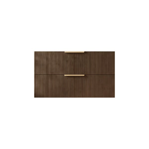 VITO EDINA WALNUT 900MM FLUTED SINGLE BOWL WALL HUNG VANITY