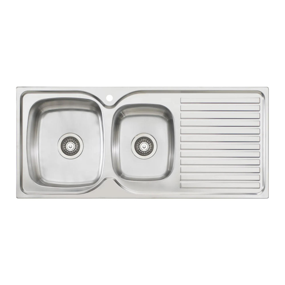 OLIVERI ENDEAVOUR 1 & 3/4 BOWL TOPMOUNT ALFRESCO AND KITCHEN SINK WITH DRAINER STAINLESS STEEL 1080MM