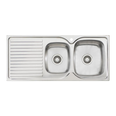OLIVERI ENDEAVOUR 1 & 3/4 BOWL TOPMOUNT ALFRESCO AND KITCHEN SINK WITH DRAINER STAINLESS STEEL 1080MM