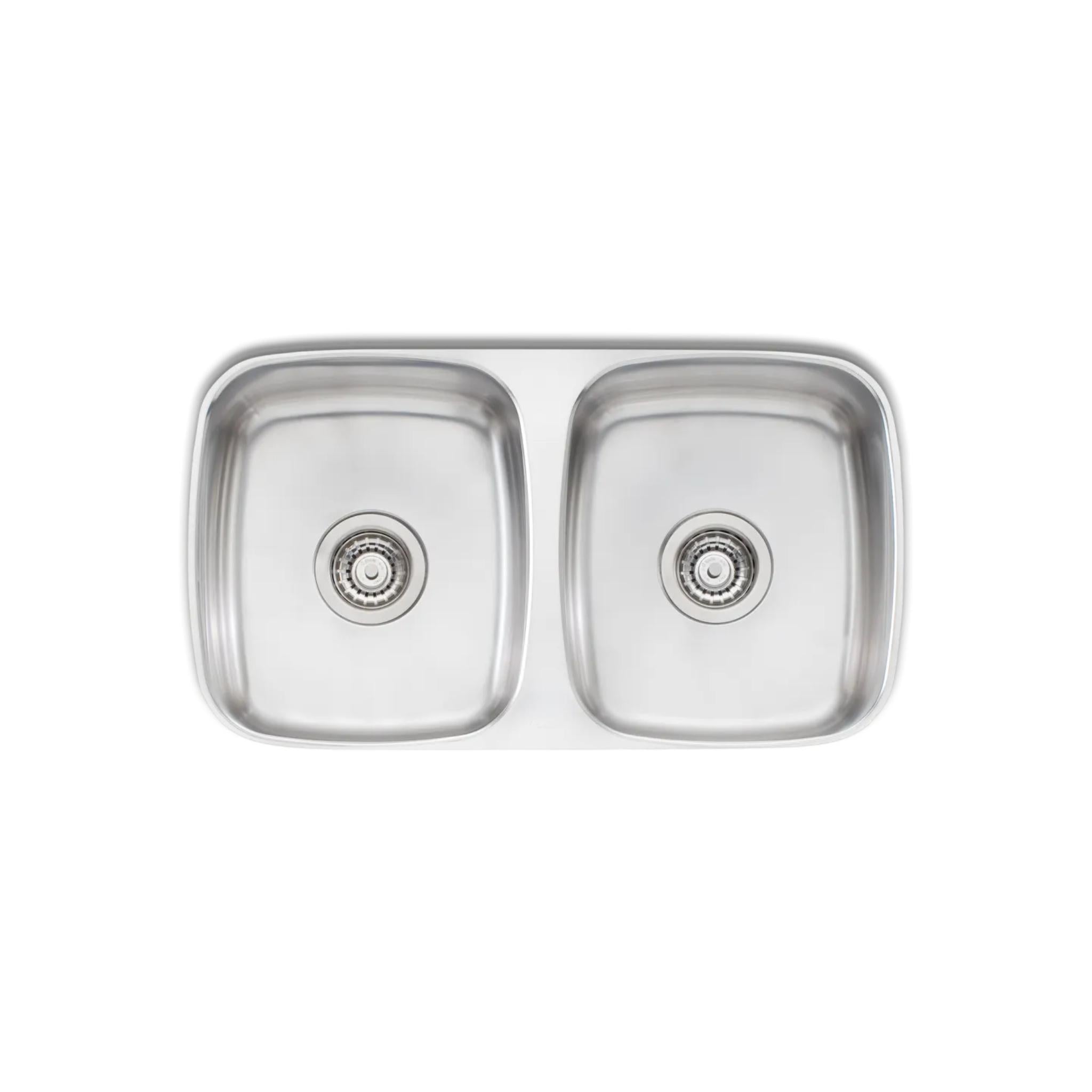 OLIVERI ENDEAVOUR DOUBLE BOWL UNDERMOUNT KITCHEN SINK STAINLESS STEEL 751MM