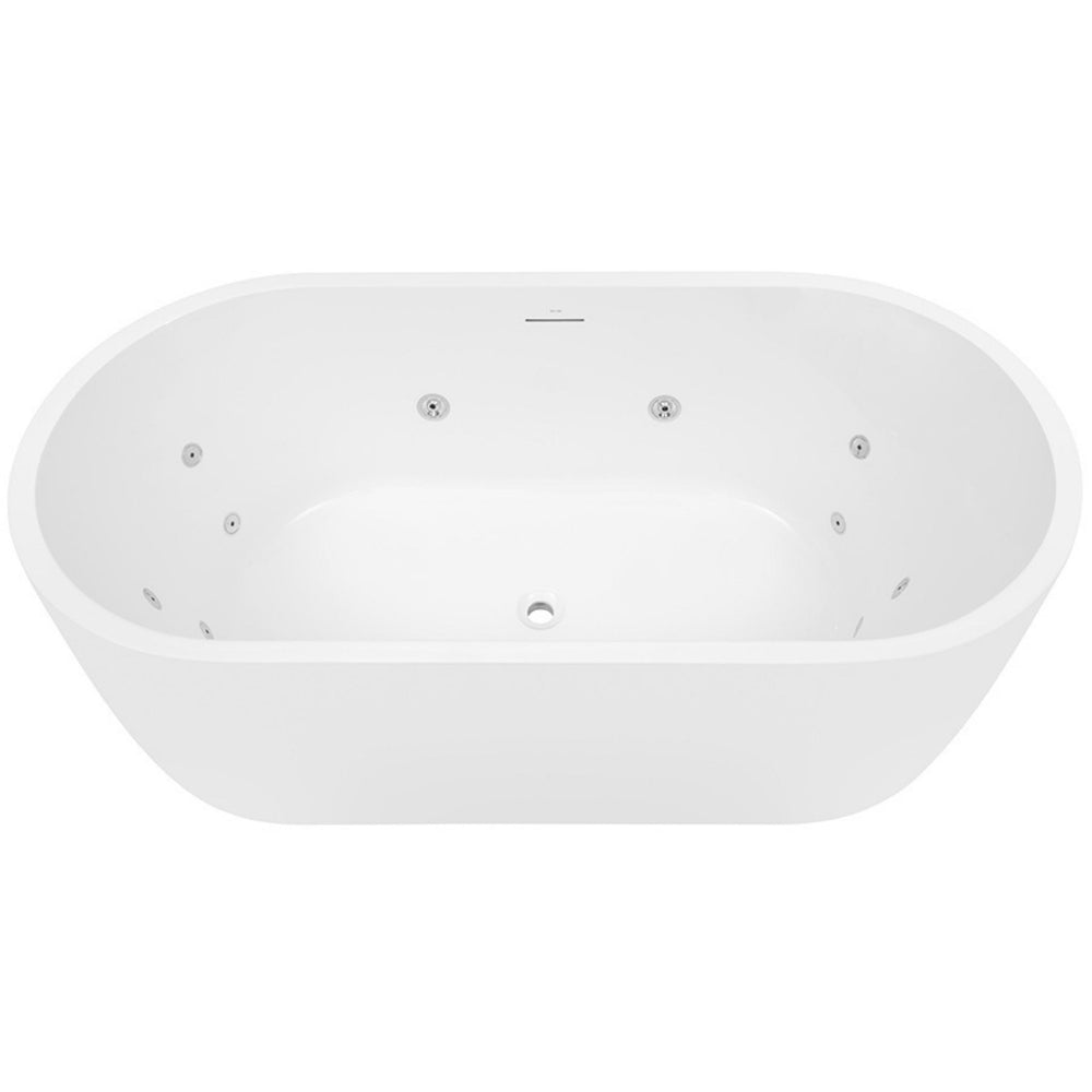 DECINA ELISI FREESTANDING SPA BATH WITH INTEGRATED OVERFLOW GLOSS WHITE 1700MM WITH 12-JETS