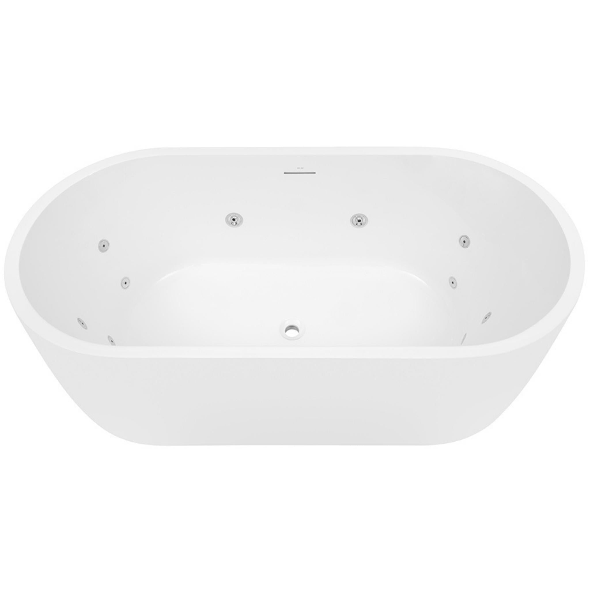 DECINA ELISI FREESTANDING SPA BATH WITH INTEGRATED OVERFLOW GLOSS WHITE 1700MM WITH 12-JETS