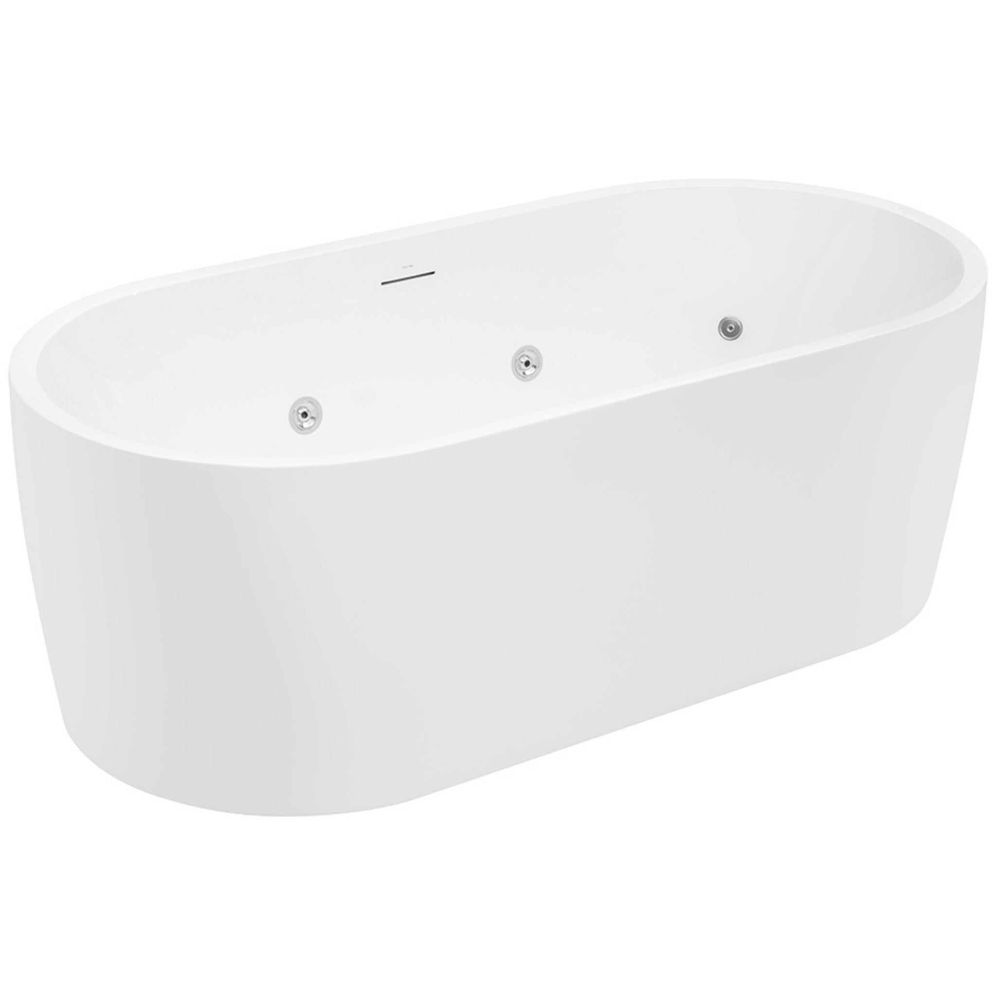 DECINA ELISI FREESTANDING SPA BATH WITH INTEGRATED OVERFLOW GLOSS WHITE 1700MM WITH 12-JETS