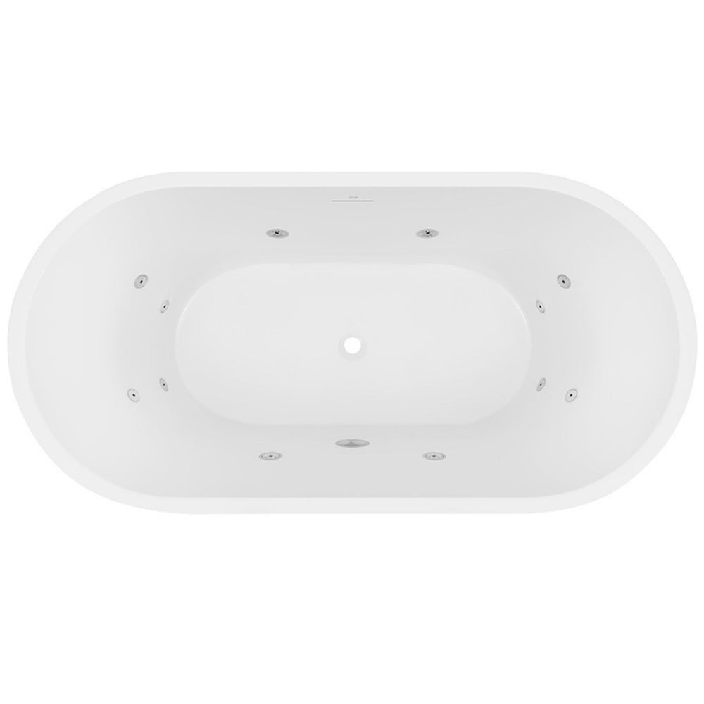 DECINA ELISI FREESTANDING SPA BATH WITH INTEGRATED OVERFLOW GLOSS WHITE 1700MM WITH 12-JETS