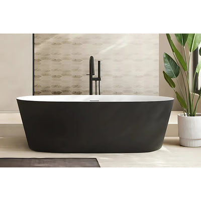 DECINA ELINEA FREESTANDING BATH WITH INTEGRATED OVERFLOW GLOSS BLACK (AVAILABLE IN 1500MM AND 1790MM)