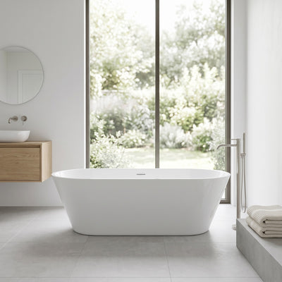 DECINA ELINEA FREESTANDING BATHTUB WITH INTEGRATED OVERFLOW GLOSS WHITE (AVAILABLE IN 1500MM AND 1790MM)