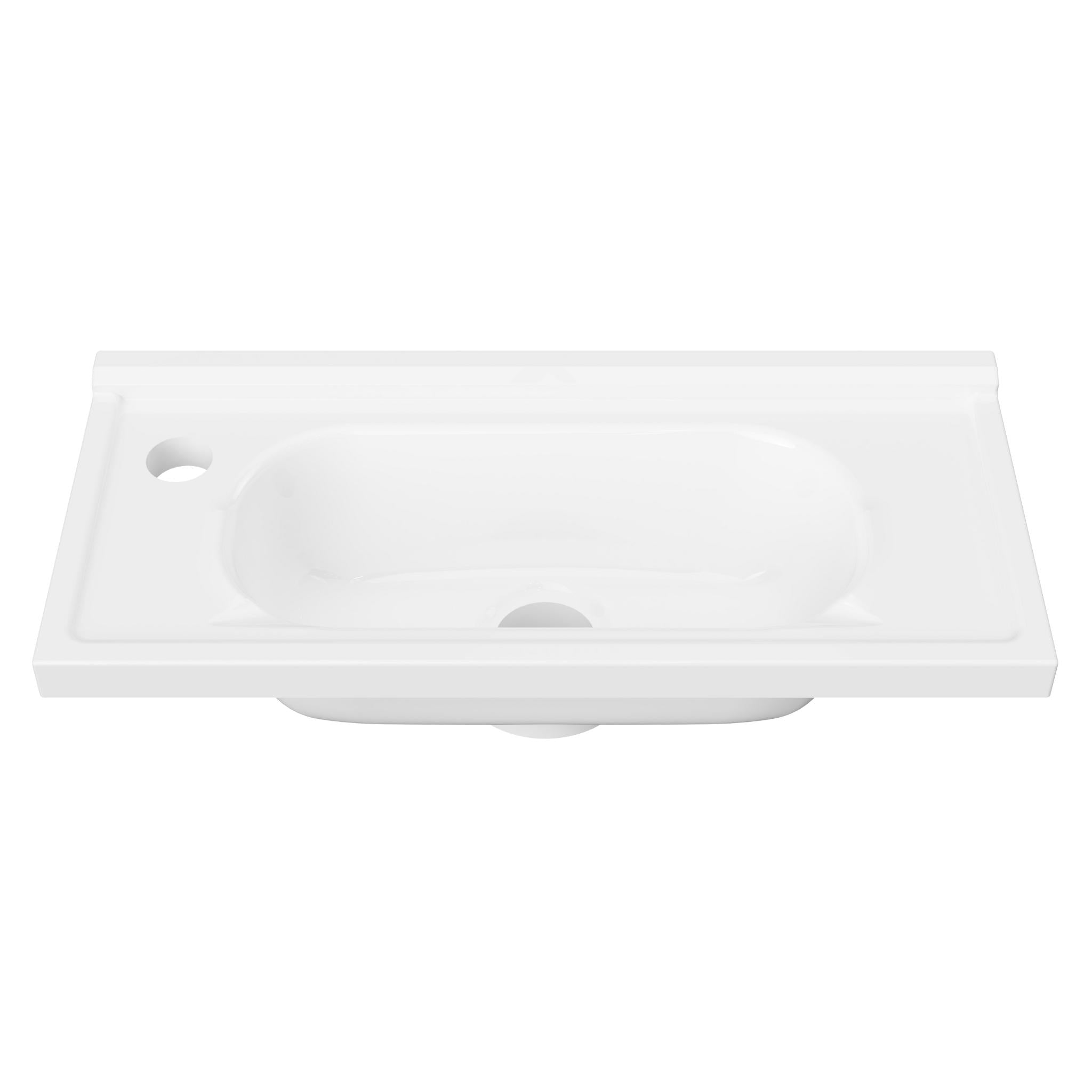DUROCLASS ELF ENSUITE GLOSS WHITE SINGLE BOWL UNDERMOUNT VANITY TOP 490MM
