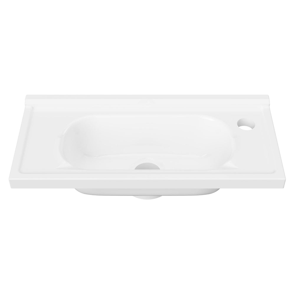 DUROCLASS ELF ENSUITE GLOSS WHITE SINGLE BOWL UNDERMOUNT VANITY TOP 490MM