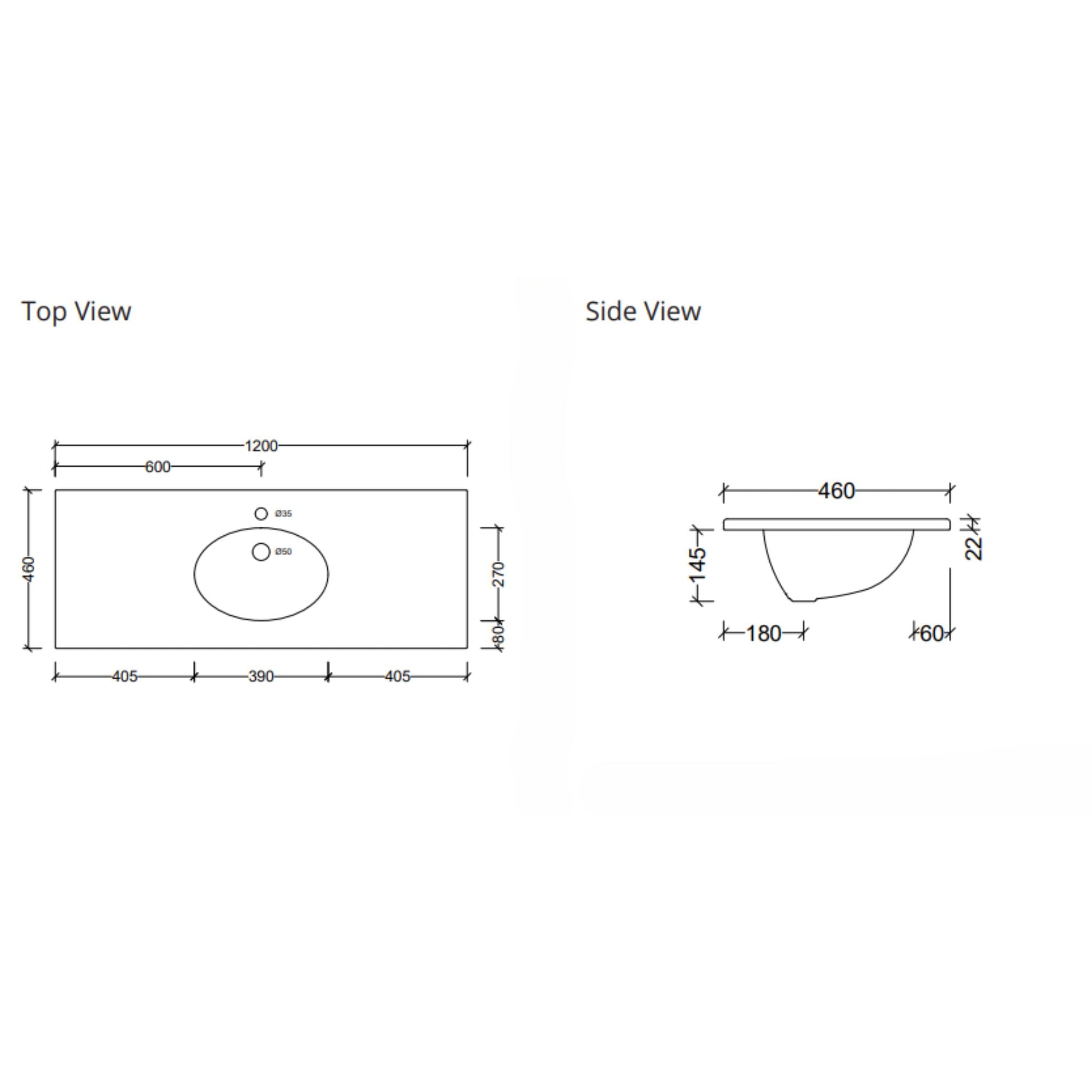 DUROCLASS ELITE GLOSS WHITE SINGLE BOWL UNDERMOUNT VANITY TOP (MULTIPLE SIZES AVAILABLE)