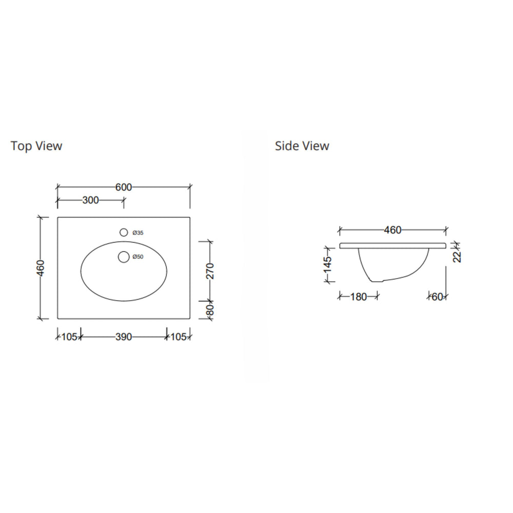 DUROCLASS ELITE GLOSS WHITE SINGLE BOWL UNDERMOUNT VANITY TOP (MULTIPLE SIZES AVAILABLE)