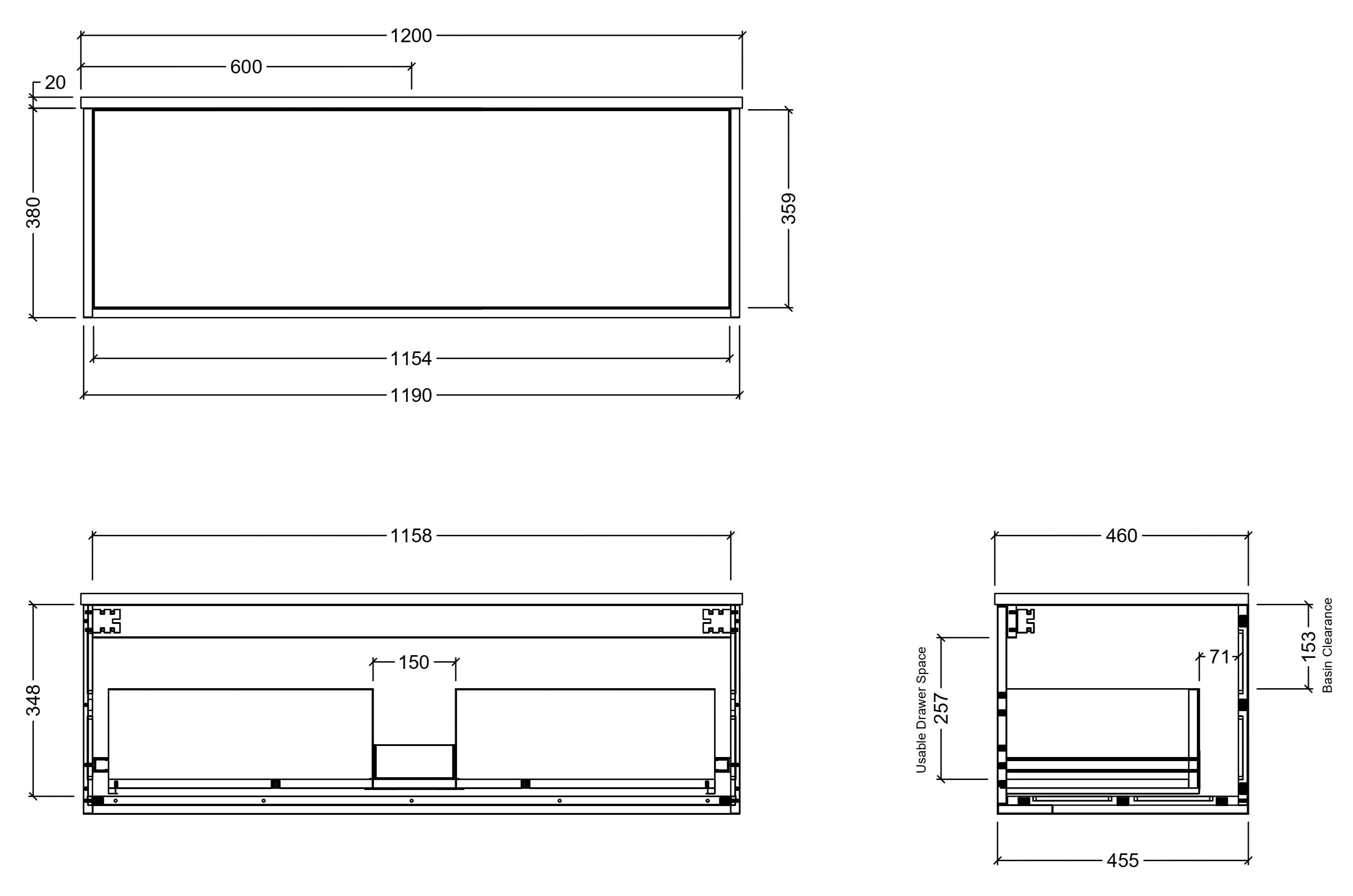 TIMBERLINE ELWOOD CUSTOM WALL HUNG VANITY (ALL SIZING)