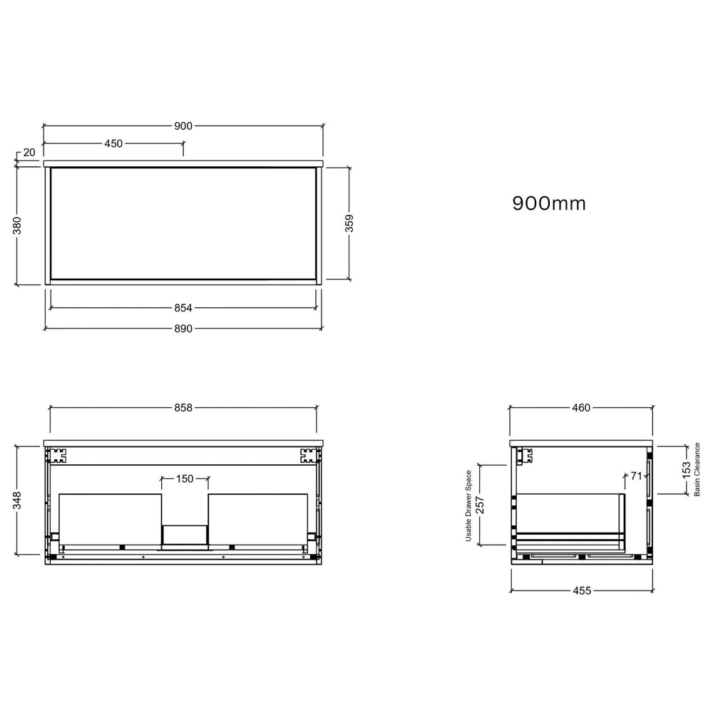 TIMBERLINE ELWOOD CUSTOM WALL HUNG VANITY (ALL SIZING)