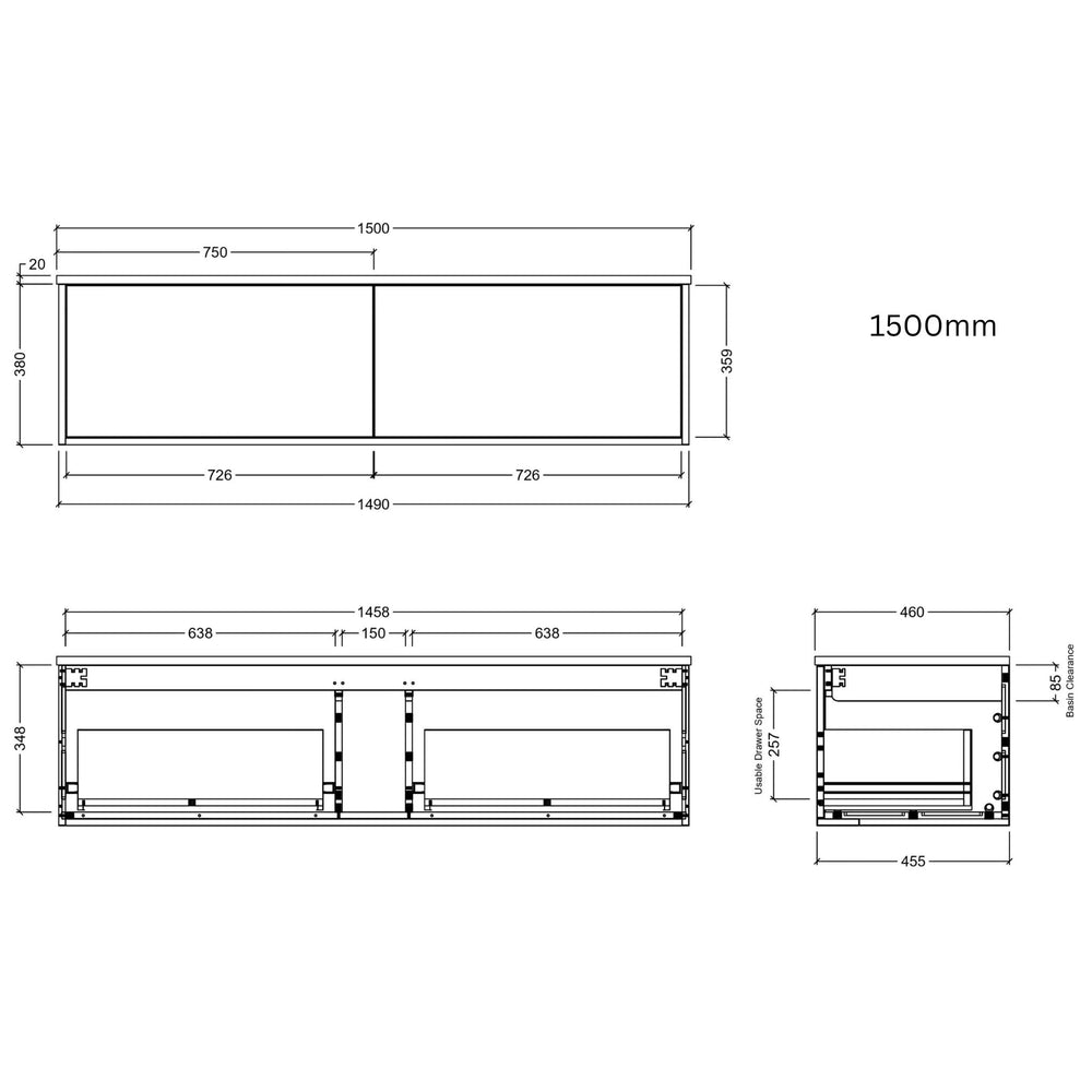 TIMBERLINE ELWOOD CUSTOM WALL HUNG VANITY (ALL SIZING)