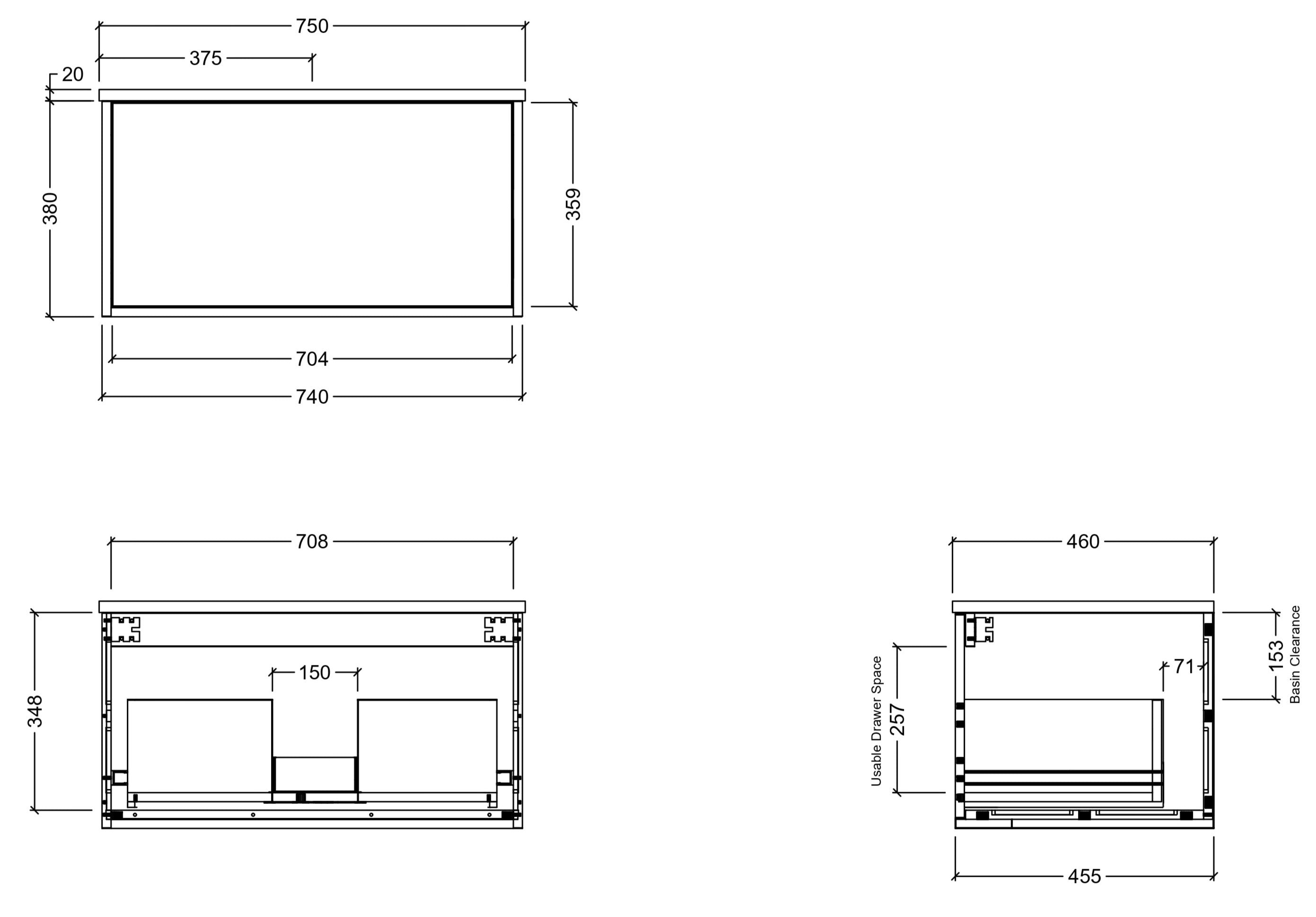 TIMBERLINE ELWOOD CUSTOM WALL HUNG VANITY (ALL SIZING)