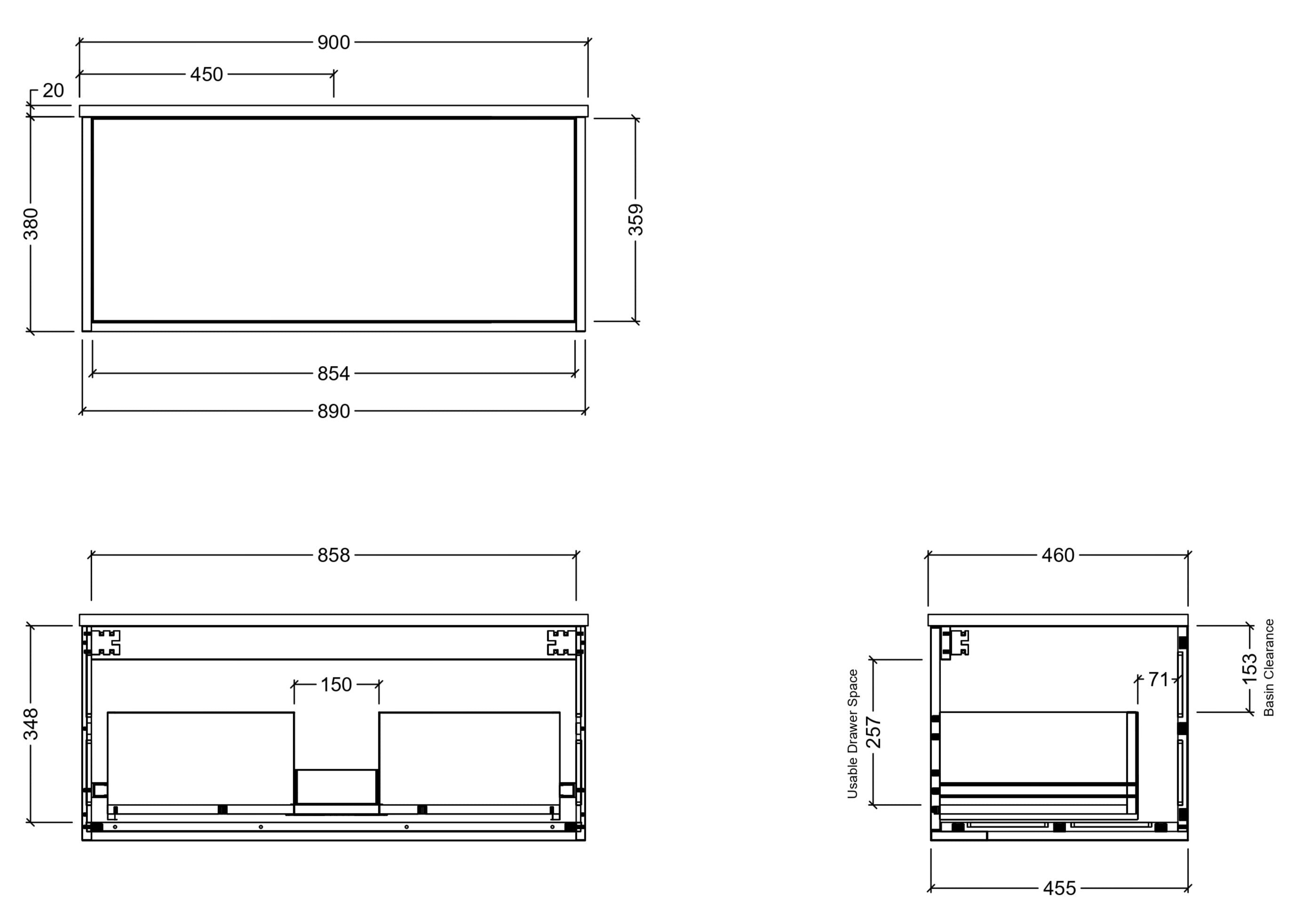 TIMBERLINE ELWOOD CUSTOM WALL HUNG VANITY (ALL SIZING)