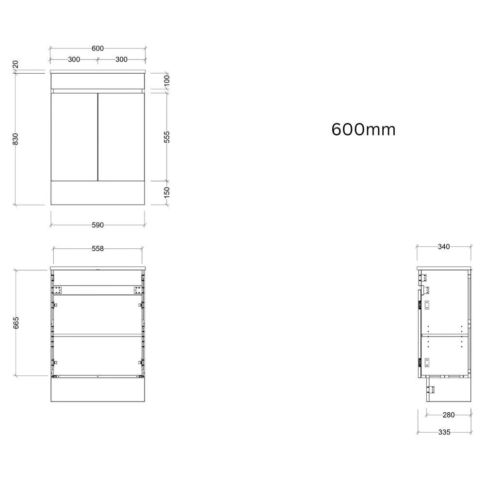 TIMBERLINE ENSUITE SPACE SAVING SINGLE BOWL CUSTOM FLOOR STANDING VANITY