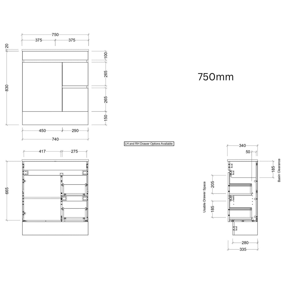 TIMBERLINE ENSUITE SPACE SAVING SINGLE BOWL CUSTOM FLOOR STANDING VANITY