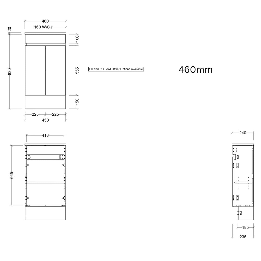TIMBERLINE ENSUITE SPACE SAVING SINGLE BOWL CUSTOM FLOOR STANDING VANITY