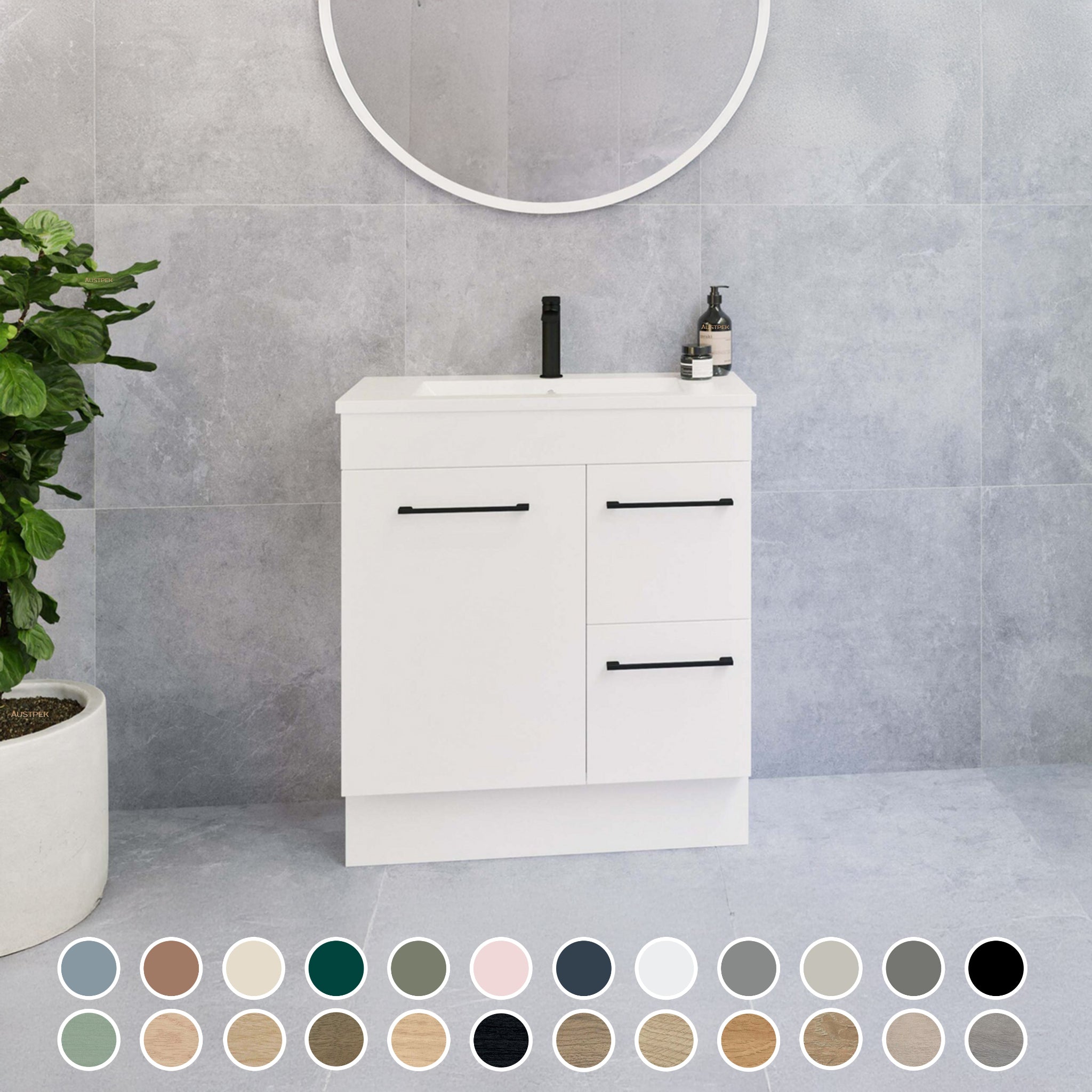 TIMBERLINE ENSUITE SPACE SAVING SINGLE BOWL CUSTOM FLOOR STANDING VANITY