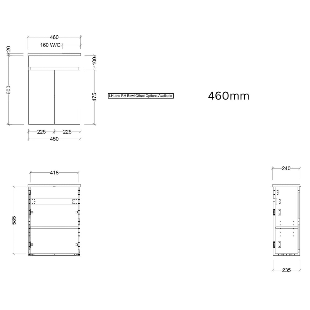 TIMBERLINE ENSUITE SPACE SAVING SINGLE BOWL CUSTOM WALL HUNG VANITY