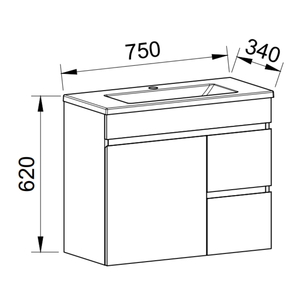 TIMBERLINE ENSUITE SPACE SAVING SINGLE BOWL CUSTOM WALL HUNG VANITY