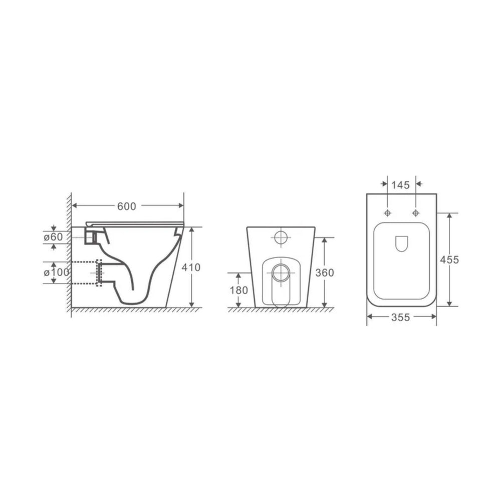 MERCIO ENOX99 RIMLESS WALL FACED FLOOR PAN GLOSS WHITE