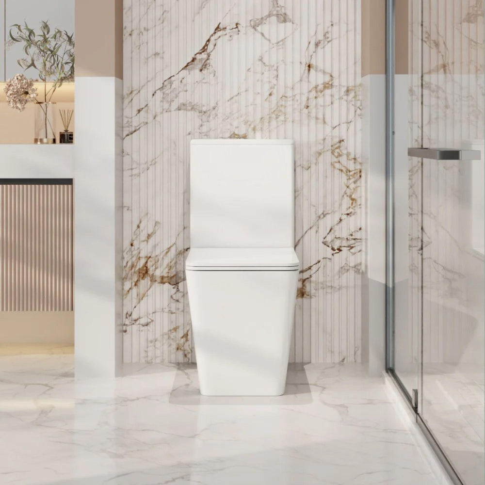 MERCIO ENOX RIMLESS BACK TO WALL TOILET SUITE GLOSS WHITE