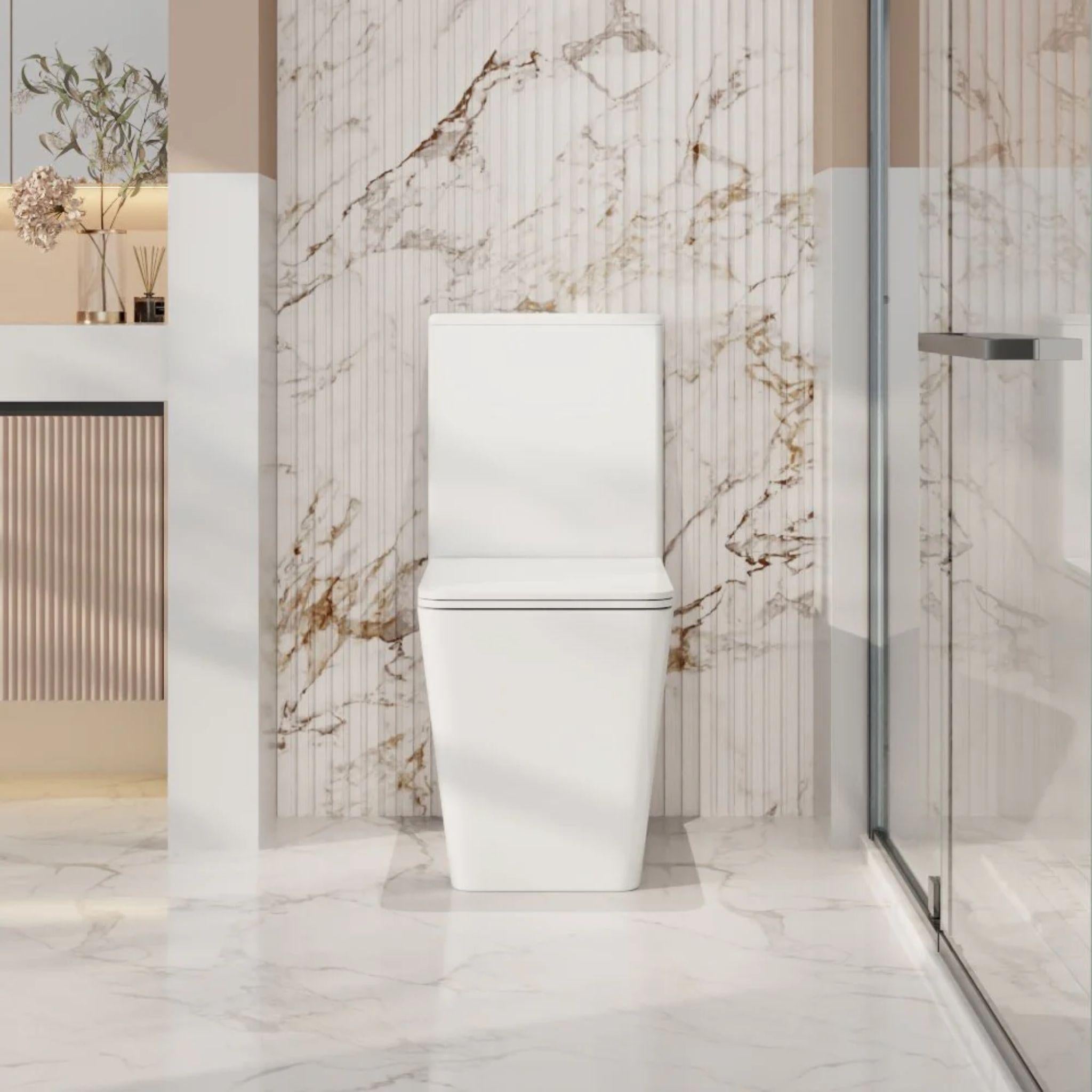 MERCIO ENOX RIMLESS BACK TO WALL TOILET SUITE GLOSS WHITE