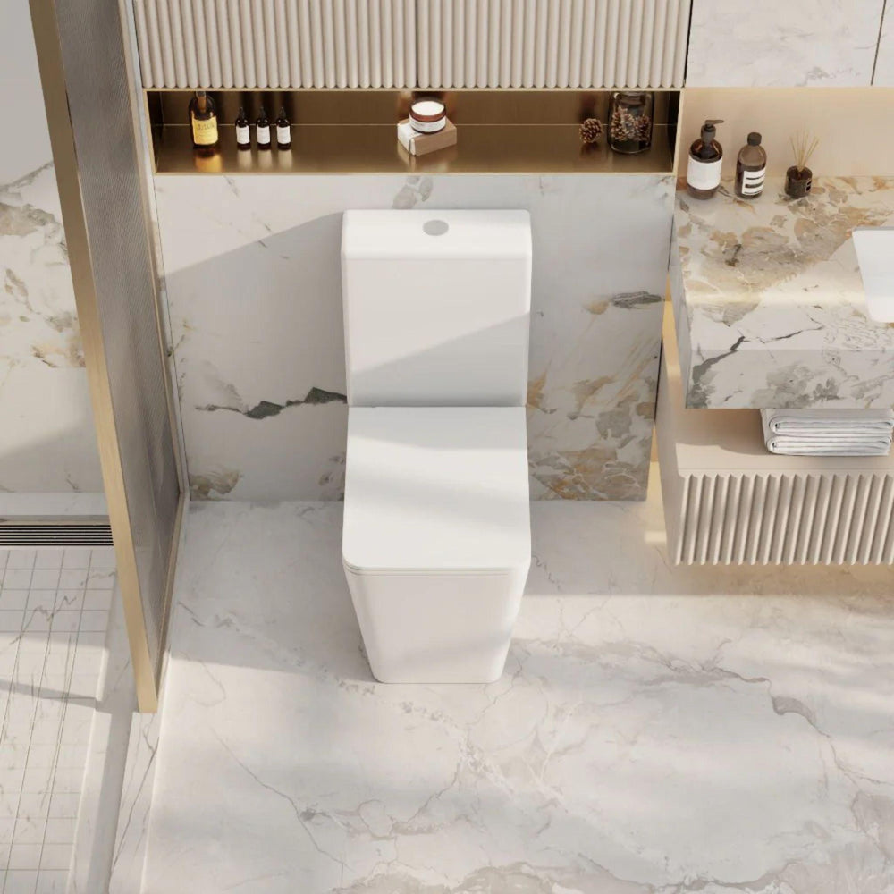 MERCIO ENOX RIMLESS BACK TO WALL TOILET SUITE GLOSS WHITE